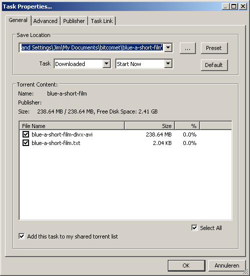 BitComet 2.01 instaling